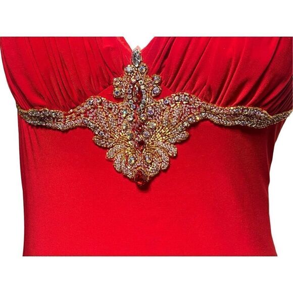 Alyce Designs Sexy Rhinestoned Long Formal Gown with Train Red Size 10 - Picture 5 of 7